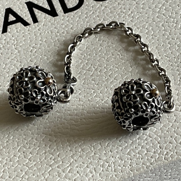 Pandora Silver and Gold Floral Charm Bracelet - Picture 1 of 5